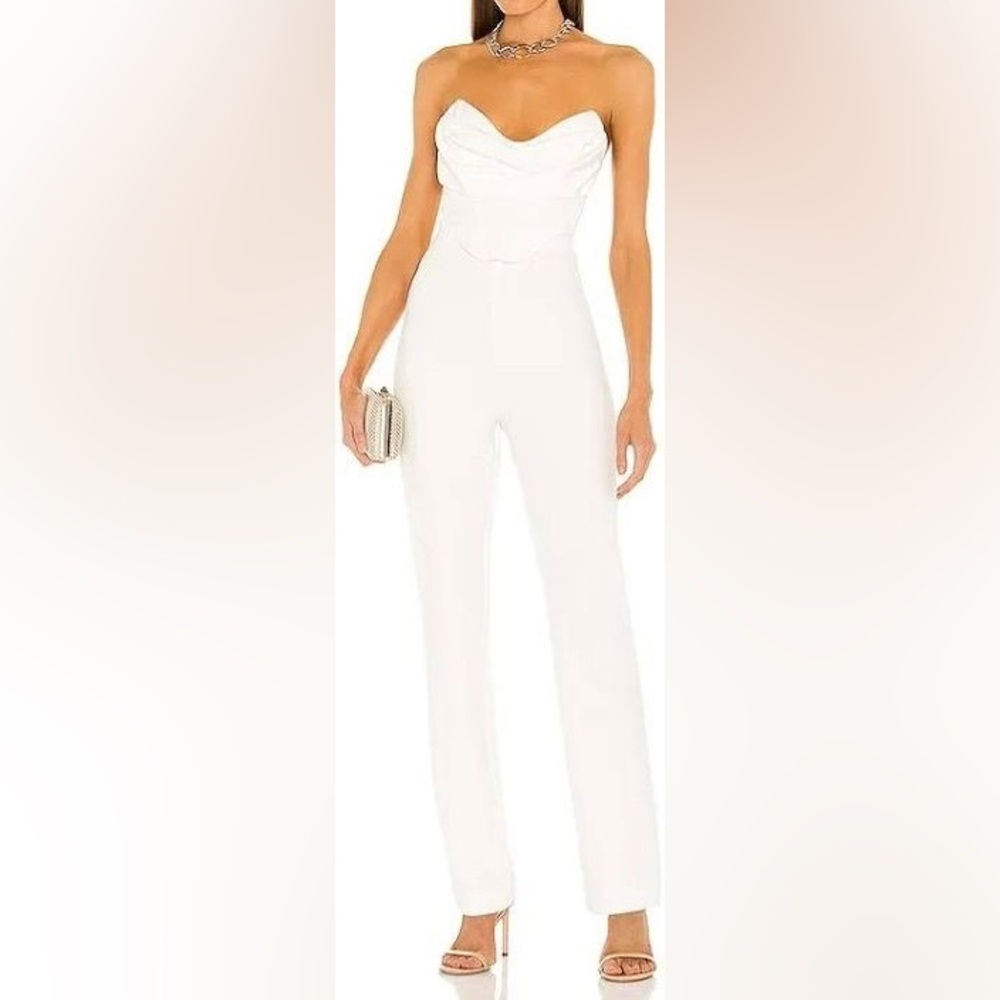 NBD Conner Corset Detail Jumpsuit in white size XXS